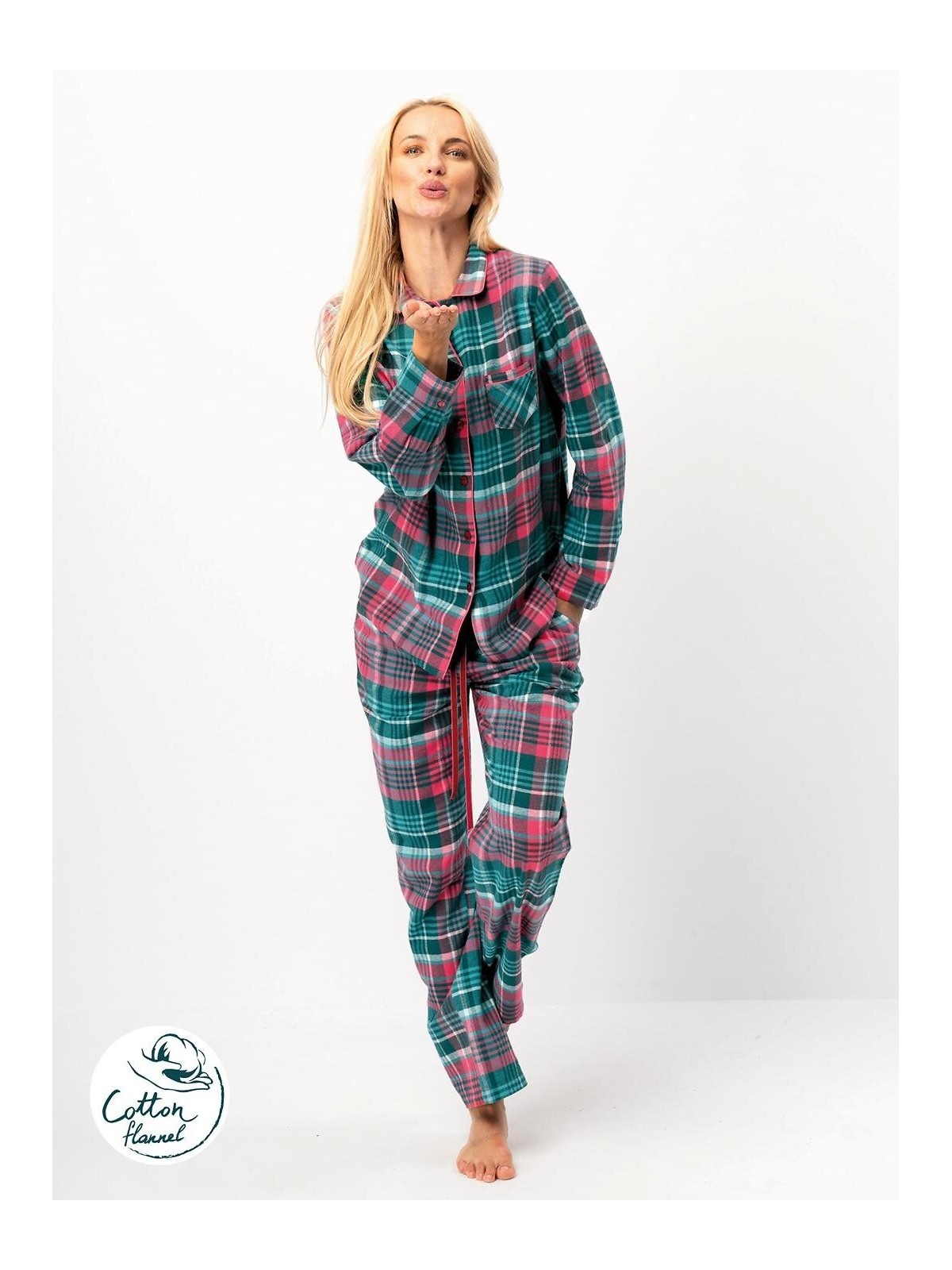 PIŻAMA DAMSKA LNS 419 FLANELA DR R.2XL