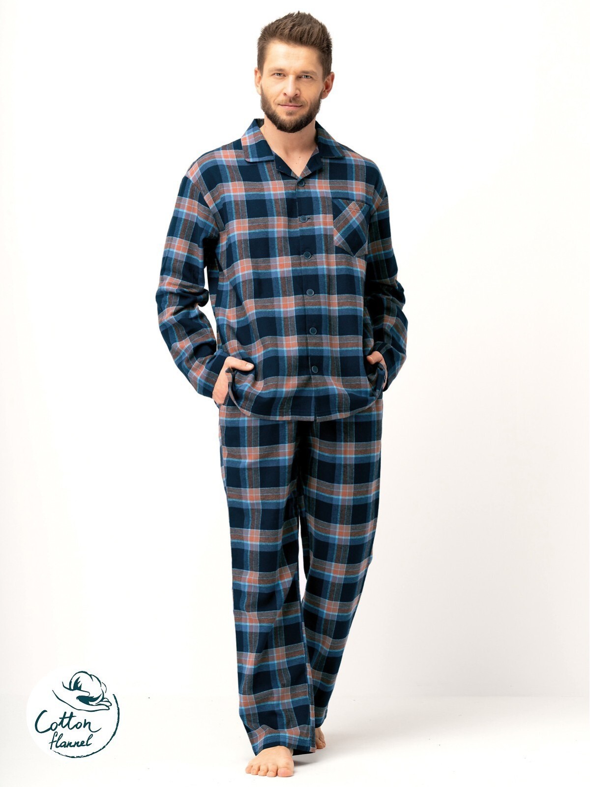 PIŻAMA MĘSKA MNS 431 FLANELA DR R.3XL-4XL