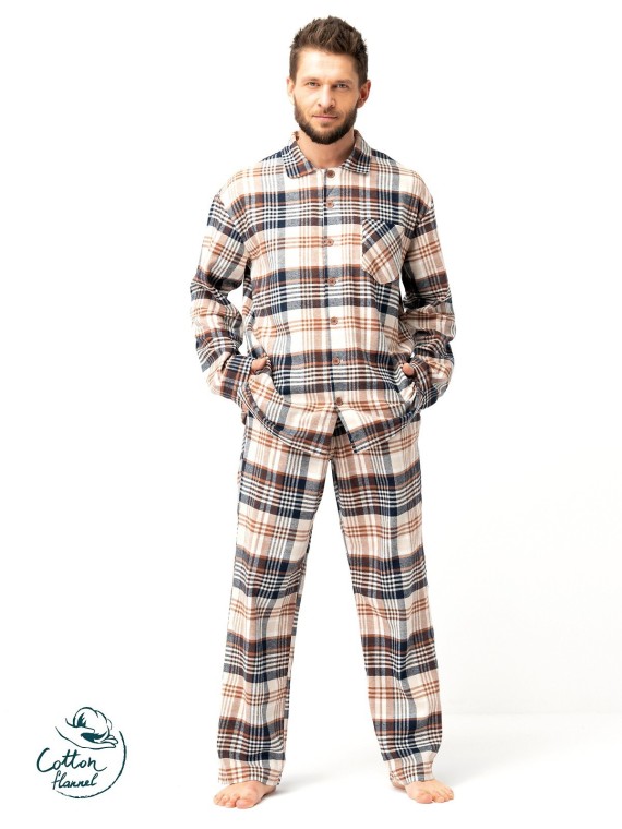 PIŻAMA MĘSKA MNS 443 FLANELA DR R.3XL-4XL
