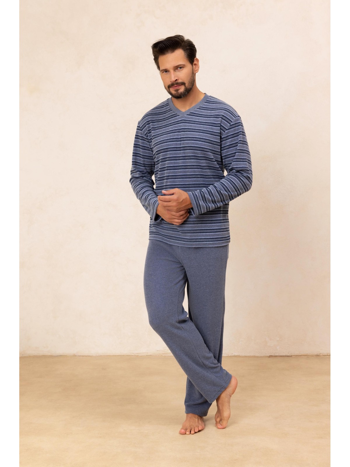 PIŻAMA MĘSKA 490 FROTTE DR R.2XL